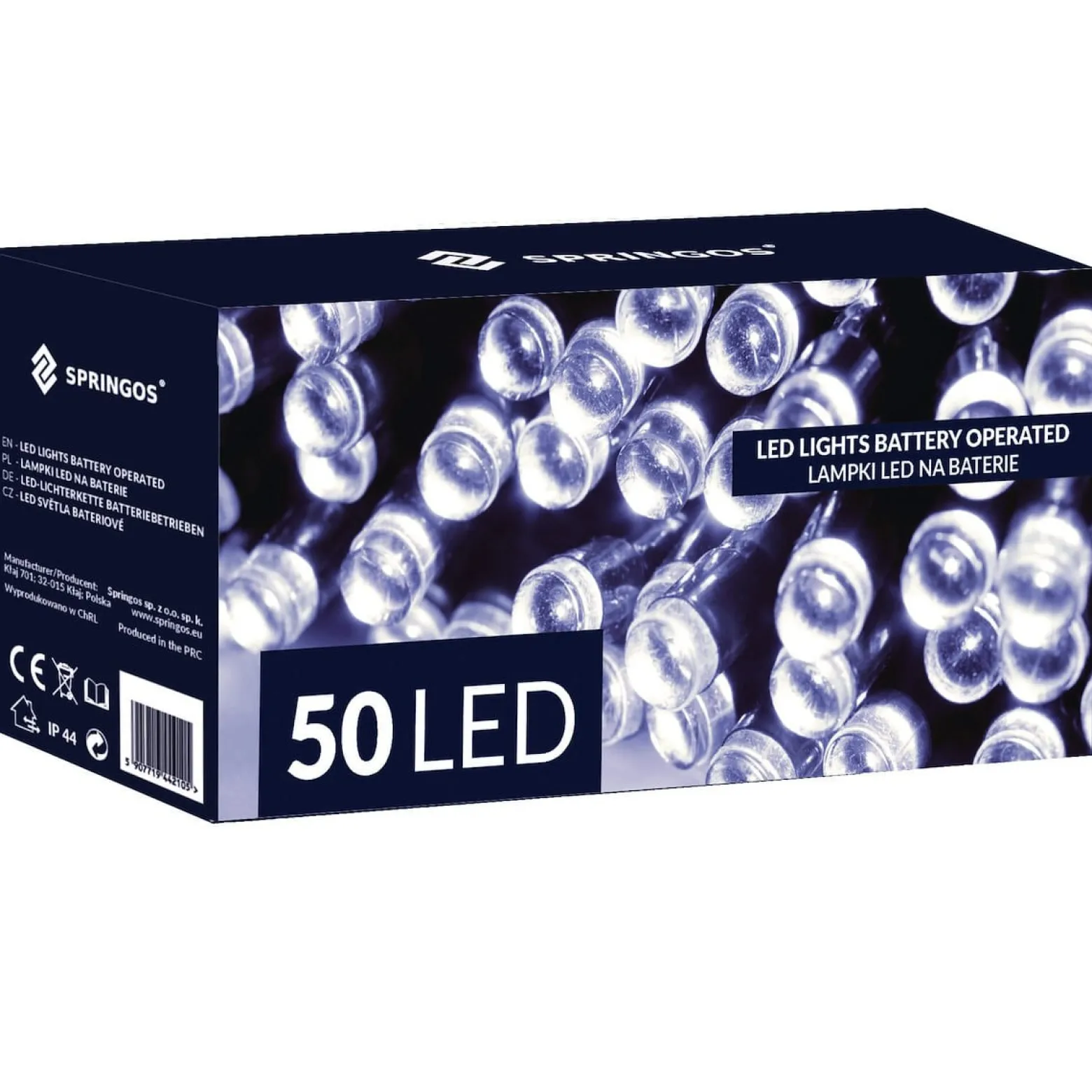 Lampki choinkowe 50 Led na baterie zimny biały programator