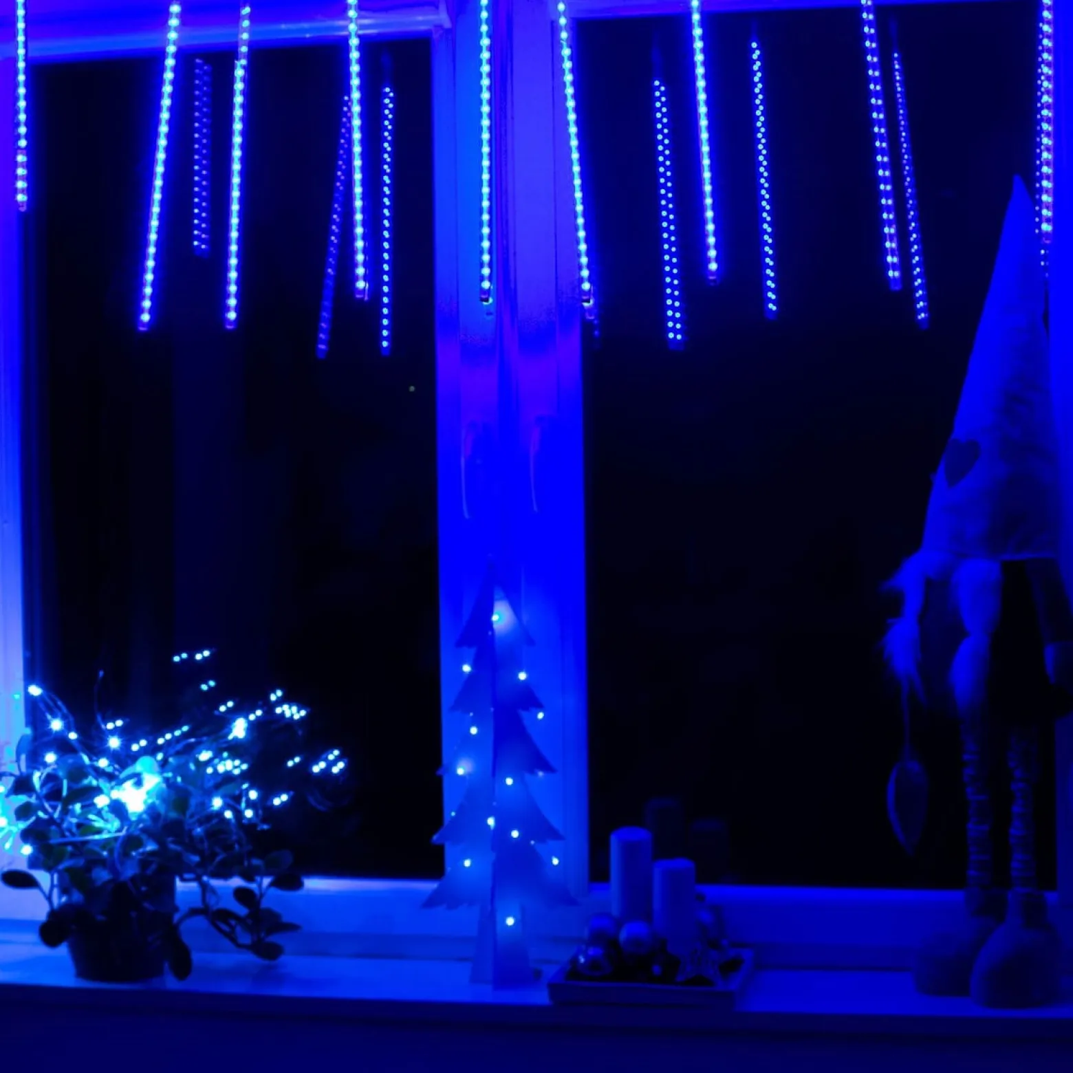 Lampki choinkowe 480 Led sople, meteory zew. niebieskie
