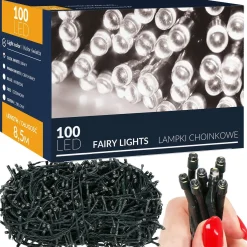Lampki świąteczne 100 led biały zimny 8,5 m oświetlenie IP20