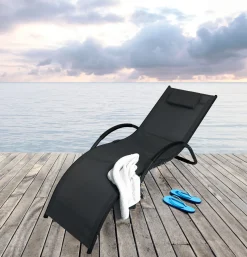 Leżak aluminiowy ogrodowy nowoczesny fotel leżanka zero gravity Swing szary