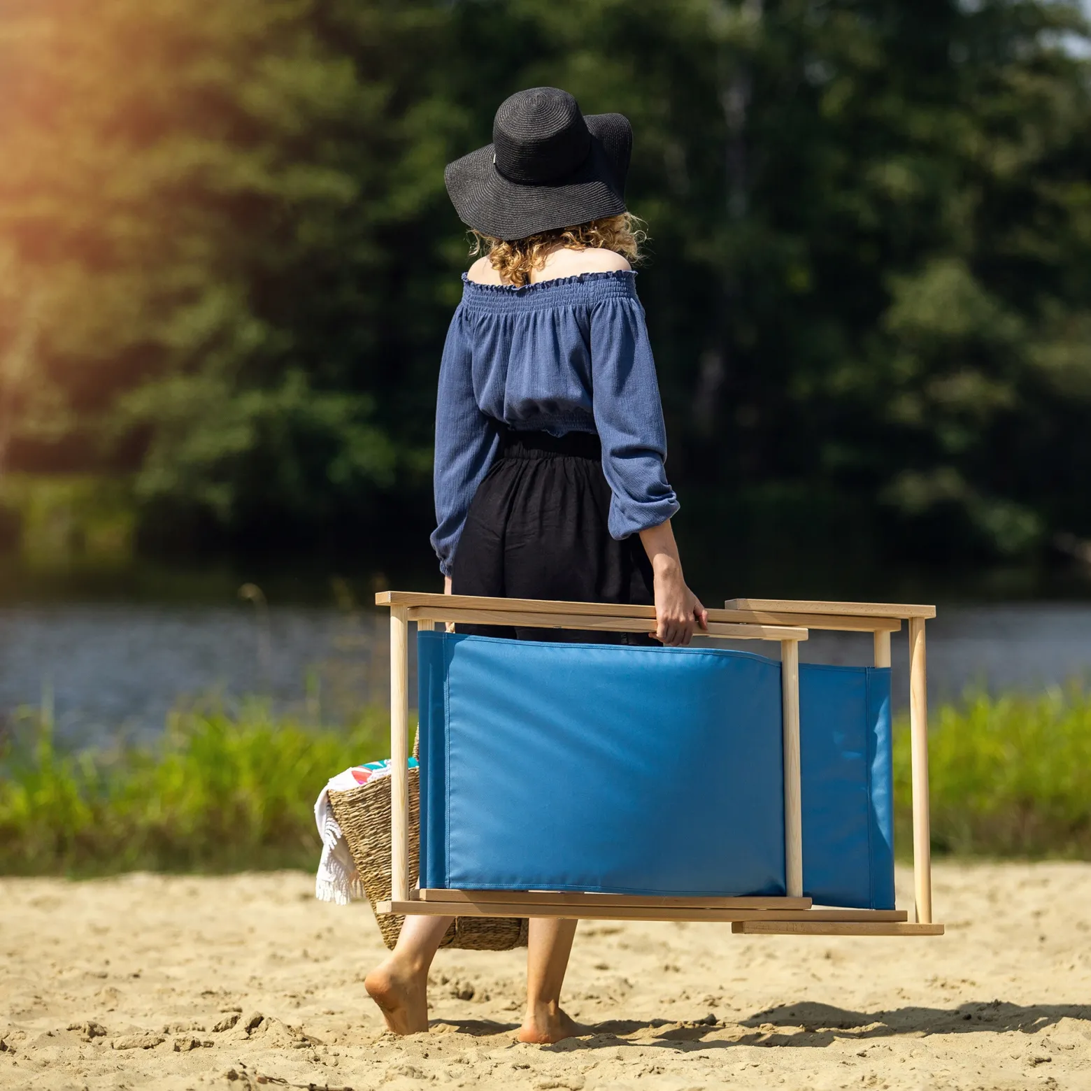 Leżak Drewniany Składany Plażowy Fotel Ogrodowy