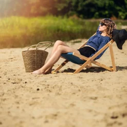 Leżak Drewniany Składany Plażowy Fotel Ogrodowy