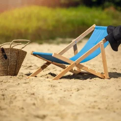 Leżak Drewniany Składany Plażowy Fotel Ogrodowy