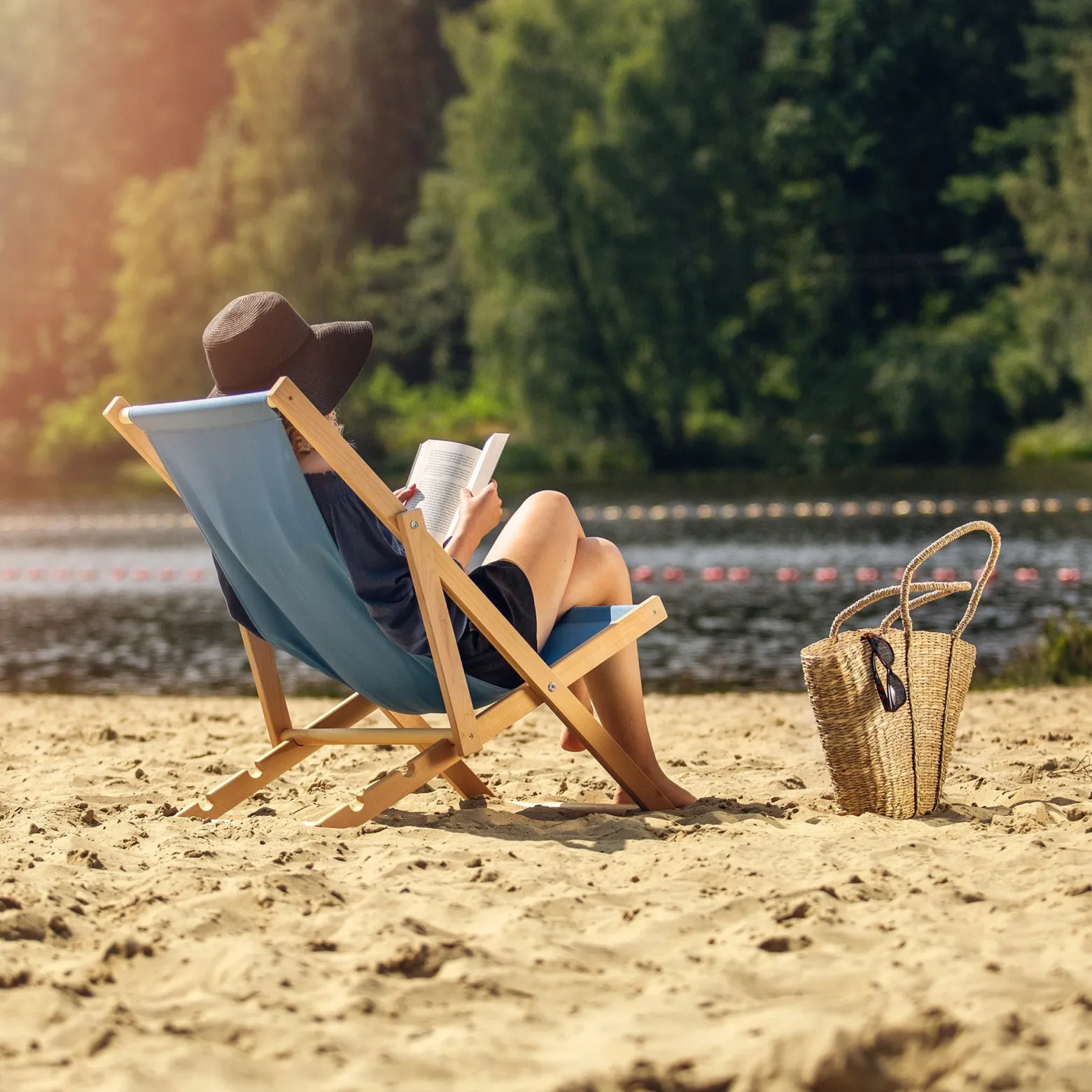 Leżak Drewniany Składany Plażowy Fotel Ogrodowy