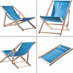Leżak Drewniany Składany Plażowy Fotel Ogrodowy