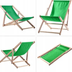 Leżak Drewniany Składany Plażowy Fotel Ogrodowy
