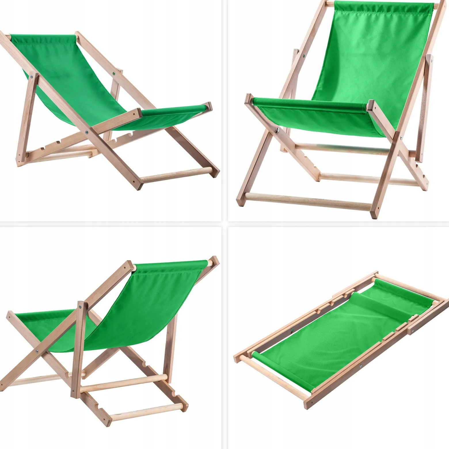 Leżak Drewniany Składany Plażowy Fotel Ogrodowy