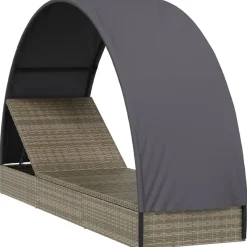 Leżak Ogrodowy z Zadaszeniem Leżanka Ogrodowa Rattan Na Taras Balkon Ogród