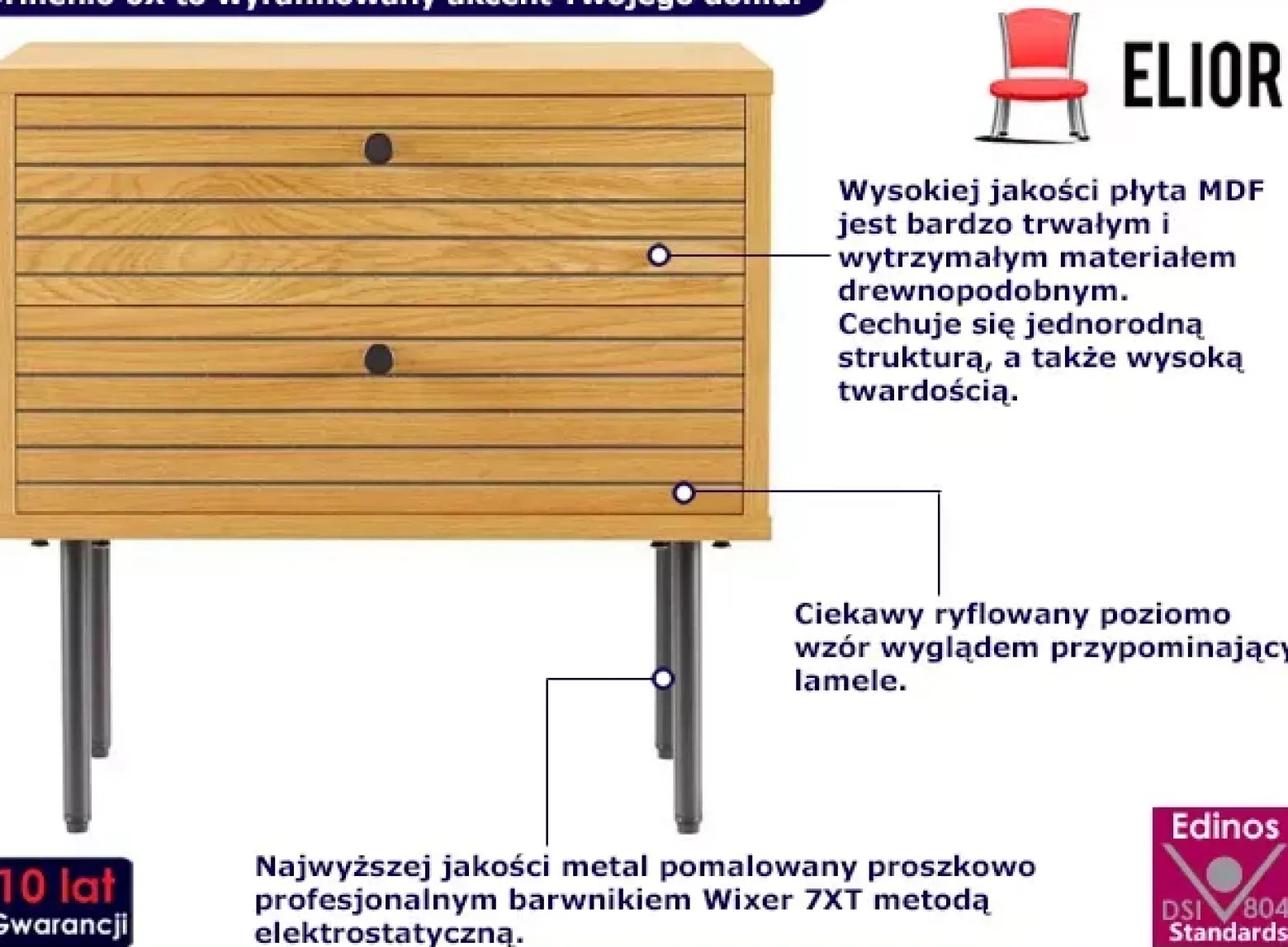 Loftowa szafka nocna z 2 szufladami - Ririx