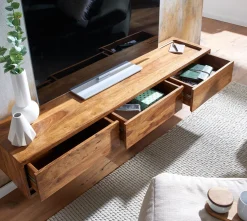 Lowboard Wiszące Sheesham Drewno 160 cm Stolik RTV Nowoczesna Szafka