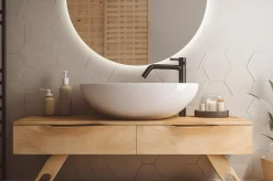 Lustro Ścienne Półokrągłe LED do Łazienki 1/2 fi70 cm