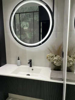 Lustro LED 80 w czarnej ramie aluminiowej loft okrągłe loftowe BRAK łączeń