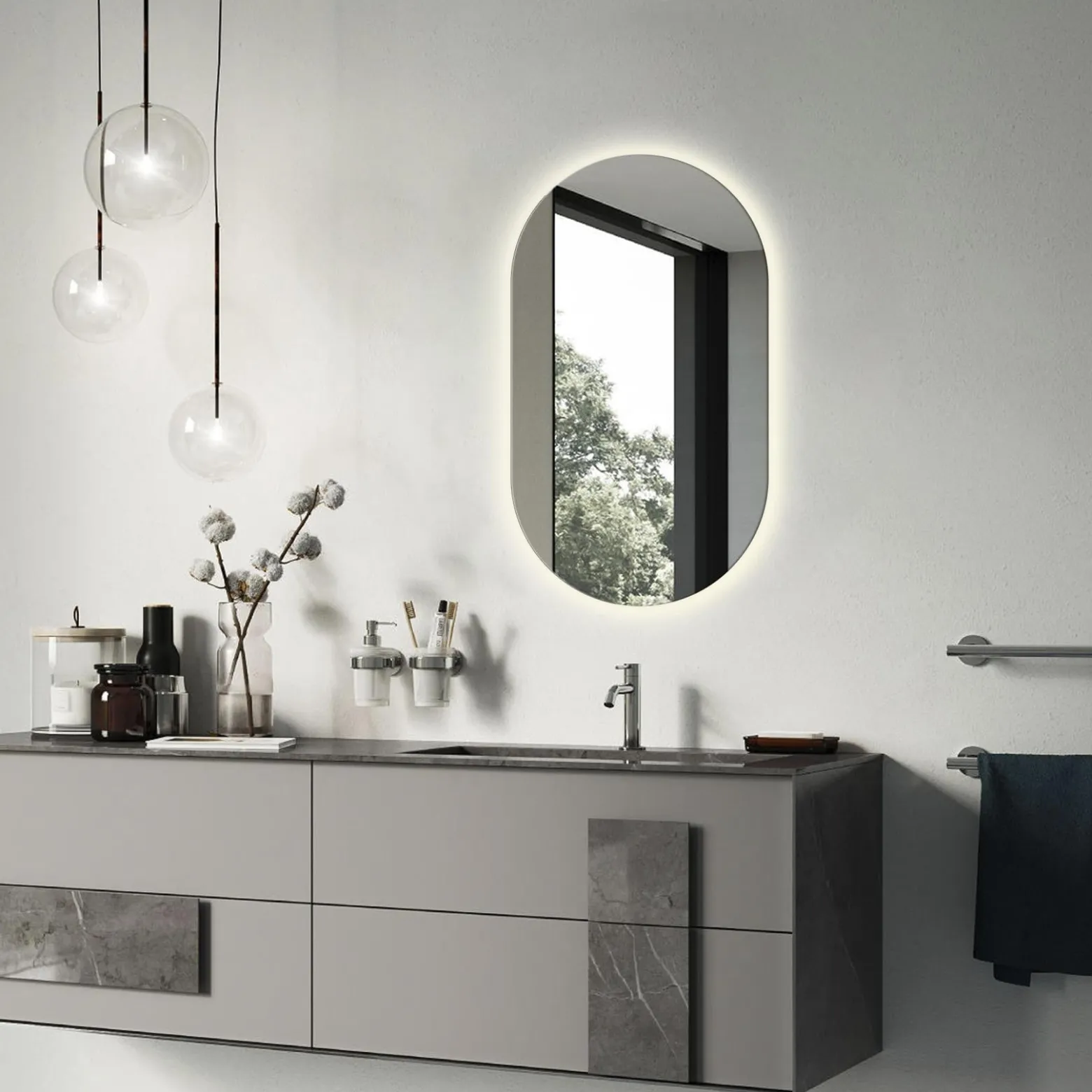 Lustro LED Wallfluent 40 x 70 cm do łazienki ciepła barwa światła