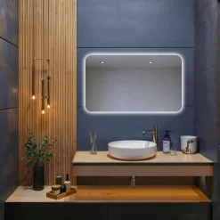 Lustro led 60x50 cm zaokrąglone rogi podświetlane ledowe + cob 480 diod/m
