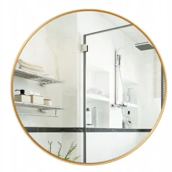 Lustro okrągłe wiszące złota rama średnica 80 cm loft