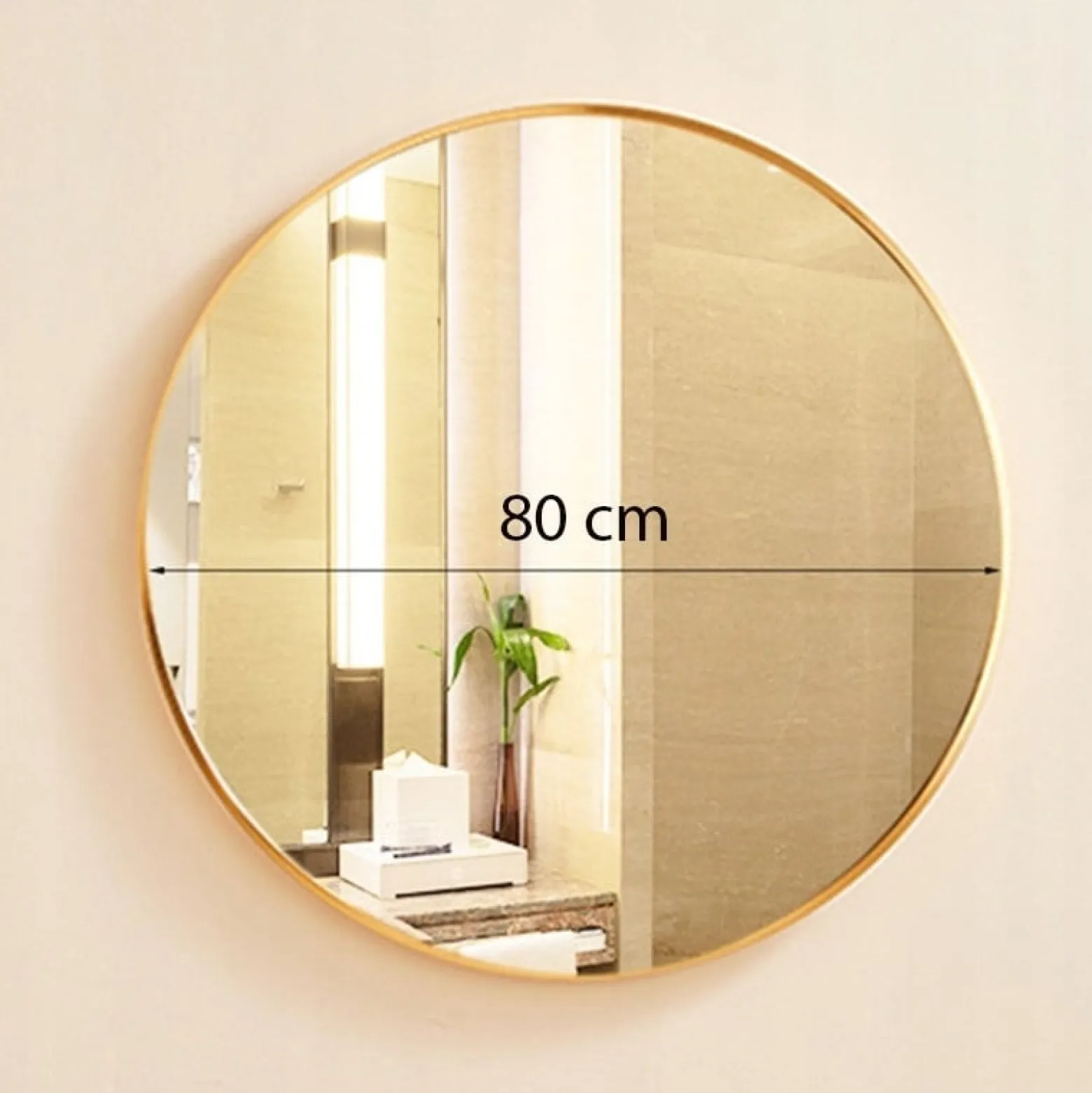 Lustro okrągłe wiszące złota rama średnica 80 cm loft