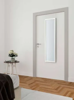 Lustro wiszące drewniane białe na drzwi szafę