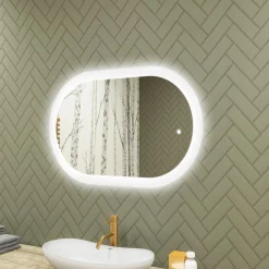 Lustro łazienkowe LED 80x50cm - owalne - LED Dual, włącznik