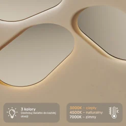 Lustro łazienkowe LED 80x50cm - owalne - LED Dual, włącznik, mata grzewcza