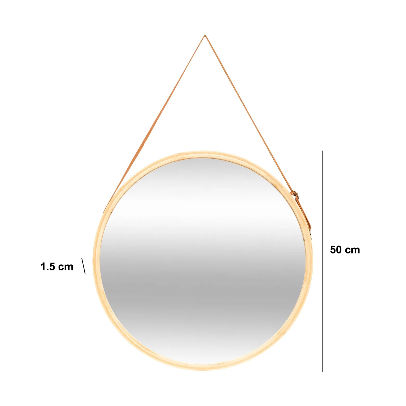 Lustro łazienkowe LOFT na pasku, Ø 50 cm