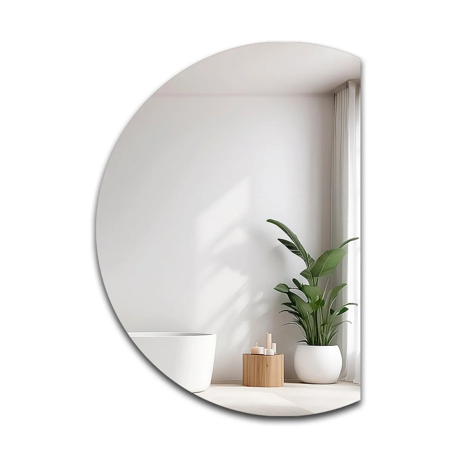 Lustro łazienkowe okrągłe ze ściętym bokiem Koło Ścięty Bok