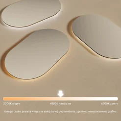 Lustro Łazienkowe Podświetlane LED 50x80 owalne z barwą neutralna