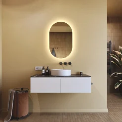 Lustro Łazienkowe Podświetlane LED 50x80 owalne z barwą neutralna