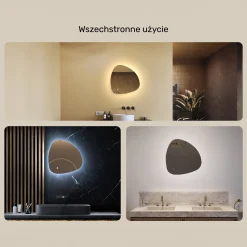Lustro łazienkowe 54x54cm nieregularne - LED Dual, włącznik