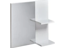 Lustro łazienkowe z 2 półkami białe