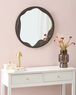 Lustro ścienne LANGON 60 cm Drewno sosnowe Ciemnobrązowy