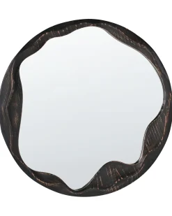 Lustro ścienne LANGON 60 cm Drewno sosnowe Ciemnobrązowy