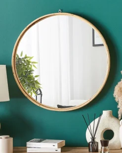 Lustro ścienne okrągłe rattan 60 cm