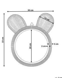 Lustro ścienne uszy misia rattan ø 20cm naturalne