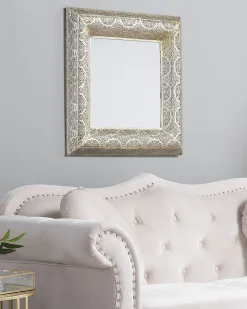 Lustro ścienne wiszące 60x60 złote kwadrat