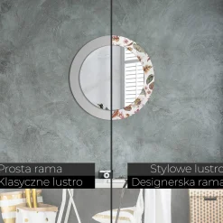Lustro dekoracyjne Ścienne fi60 okrągłe - Kwiaty vintage