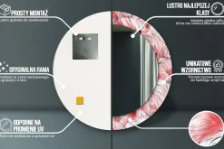 Lustro dekoracyjne Ścienne fi60 okrągłe - Flamingi