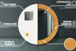 Lustro dekoracyjne Ścienne fi60 okrągłeVintage loft styl