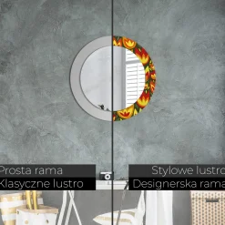Lustro dekoracyjne Ścienne fi60 okrągłe - Tulipany retro