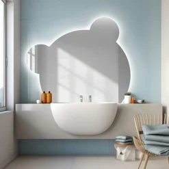 Lustro do dziecięcej łazienki z podświetleniem– PANDA LED