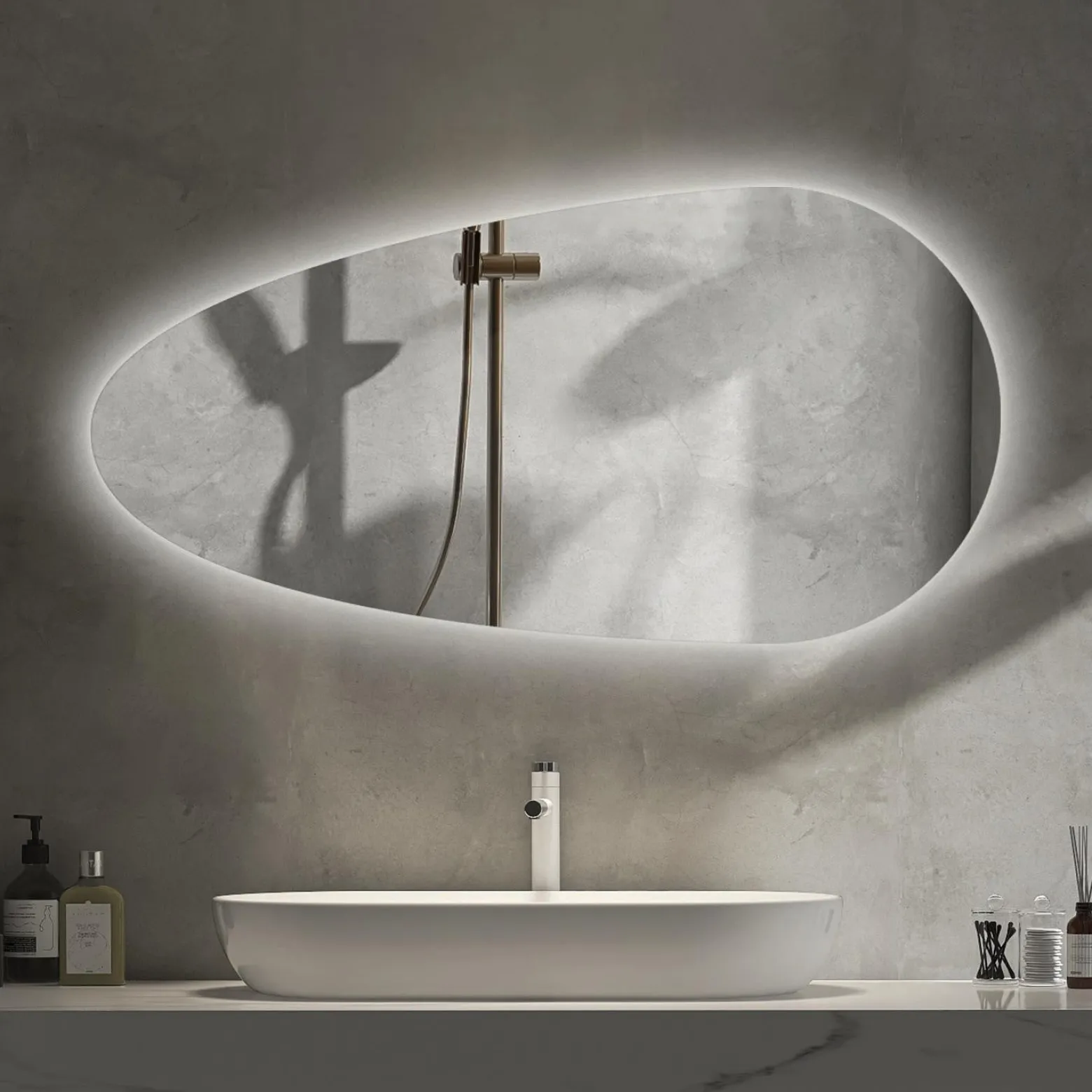 Lustro Łezka Nad łóżko Pionowe Led Loft Ścienne 45x90 cm
