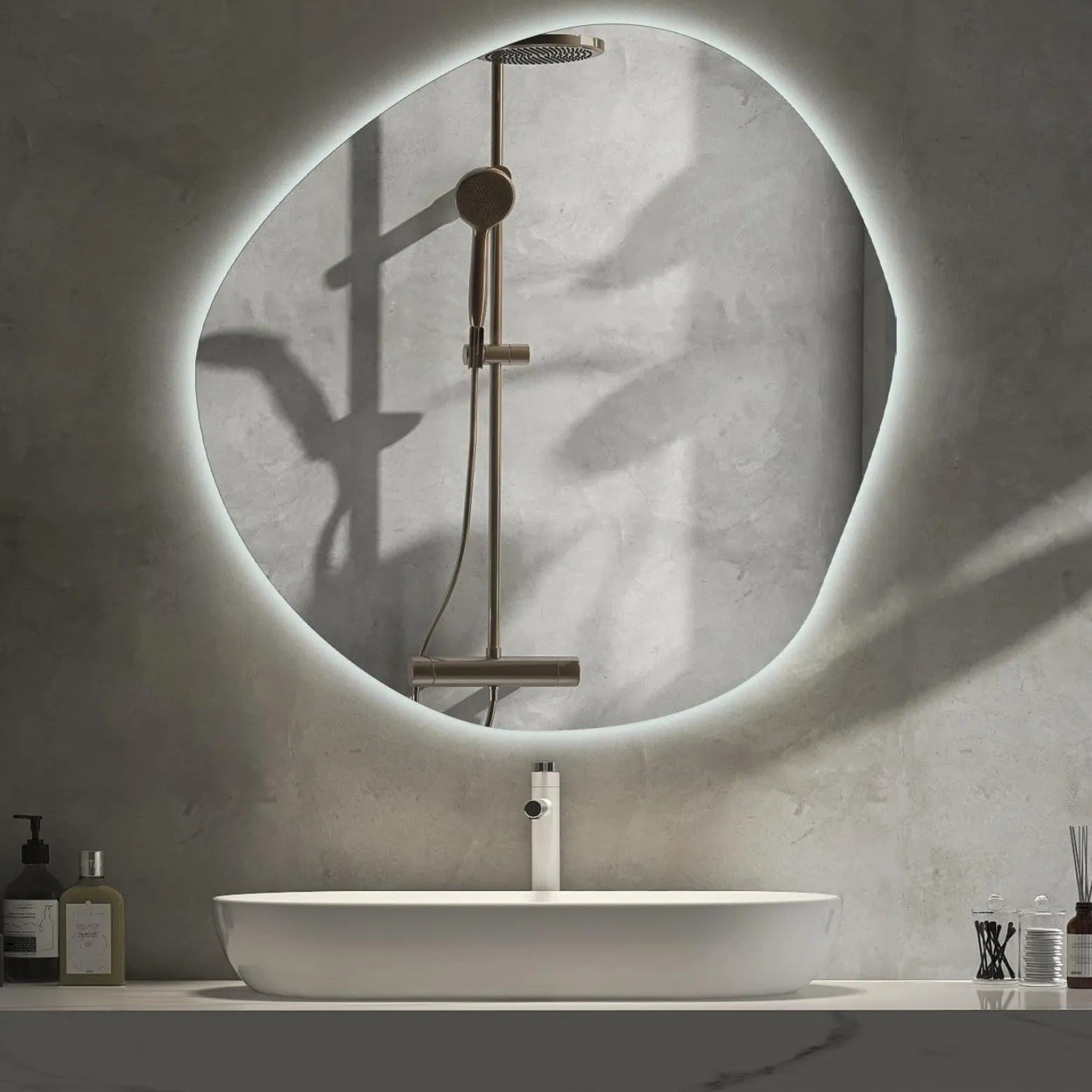 Lustro Kleks LED Wiszące Do Wizażu Salonu 58x58 cm