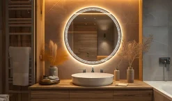 Lustro LED okrągłe 60 cm + wodoodporne ledy COB 480 diod/m ledowe PREMIUM