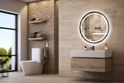 Lustro LED 80 w czarnej ramie aluminiowej loft okrągłe loftowe BRAK łączeń