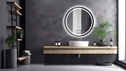 Lustro LED 80 w czarnej ramie aluminiowej loft okrągłe loftowe BRAK łączeń
