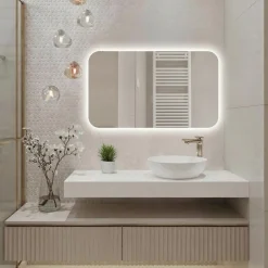 Lustro led 60x50 cm zaokrąglone rogi podświetlane ledowe + cob 480 diod/m