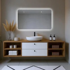 Lustro led 60x50 cm zaokrąglone rogi podświetlane ledowe + cob 480 diod/m