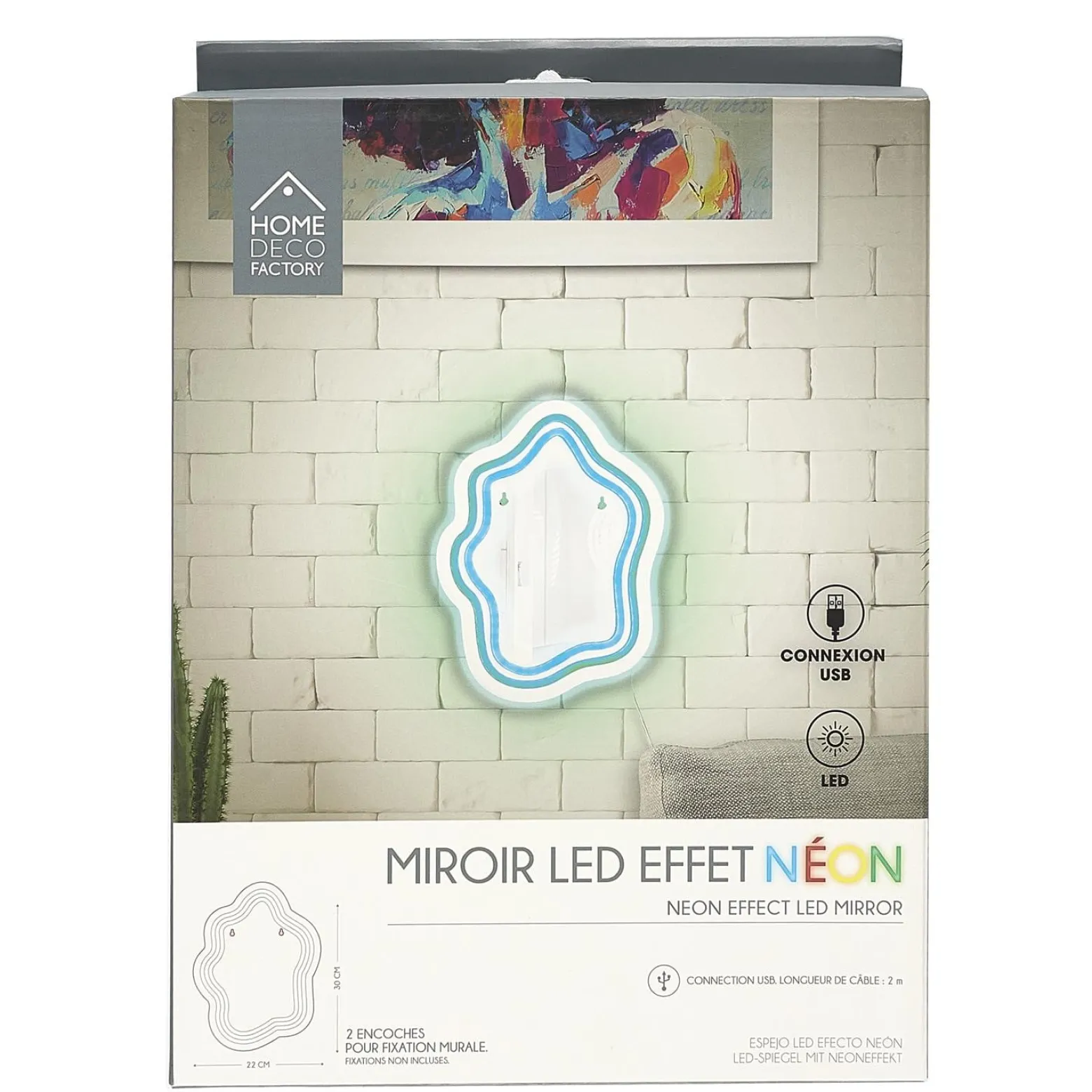 Lustro LED z neonowym oświetleniem nowoczesny design