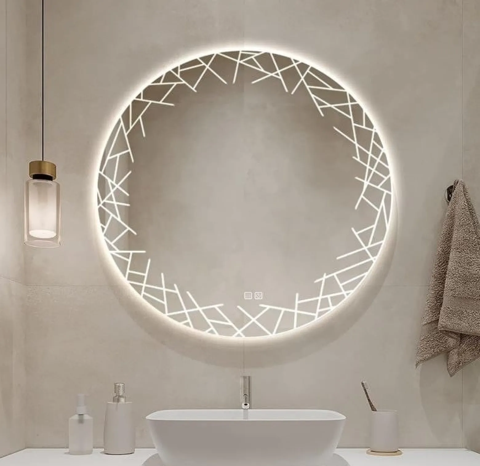 Lustro Okrągłe Led Fi60Cm Wzór