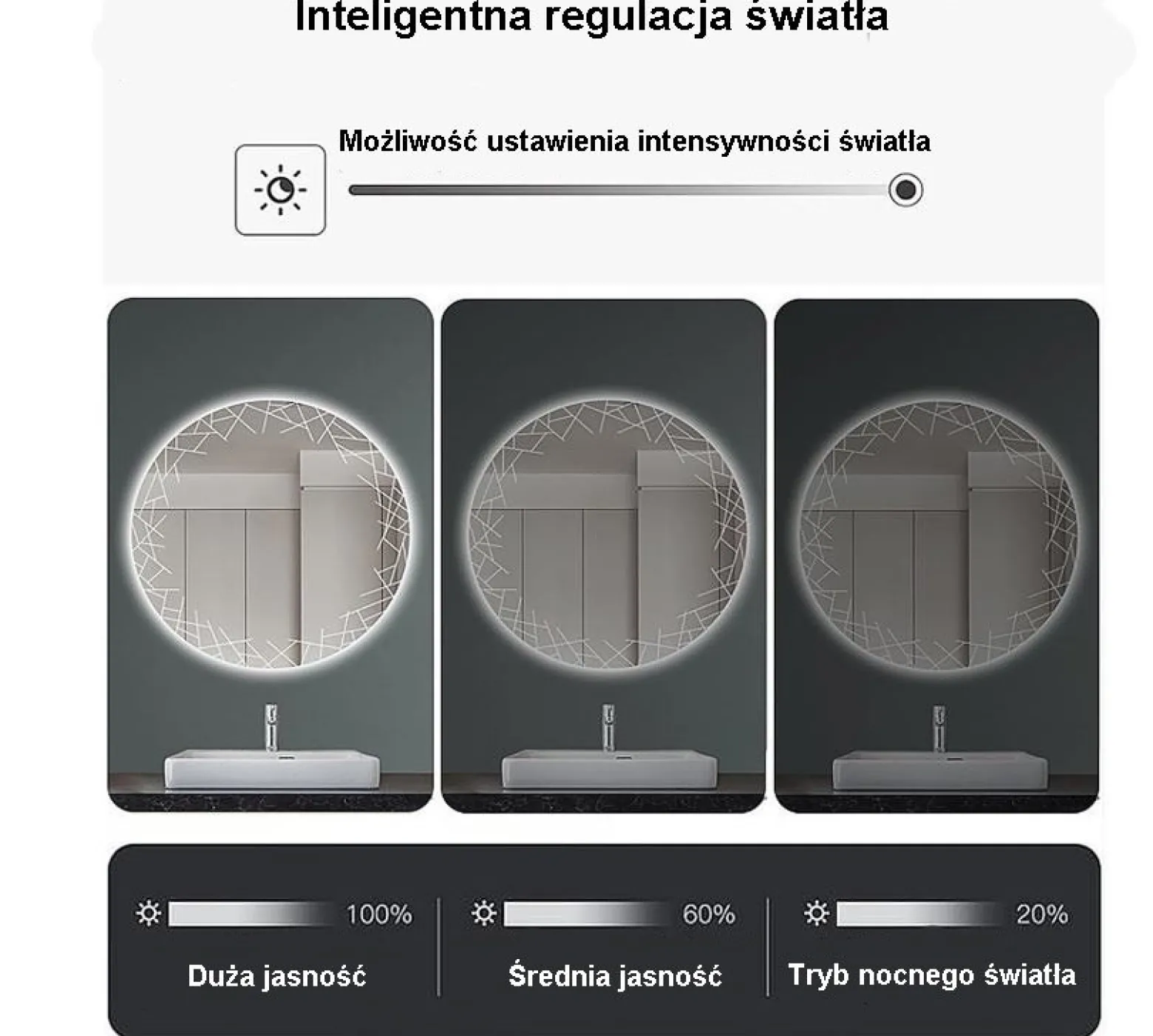 Lustro Okrągłe Led Fi60Cm Wzór