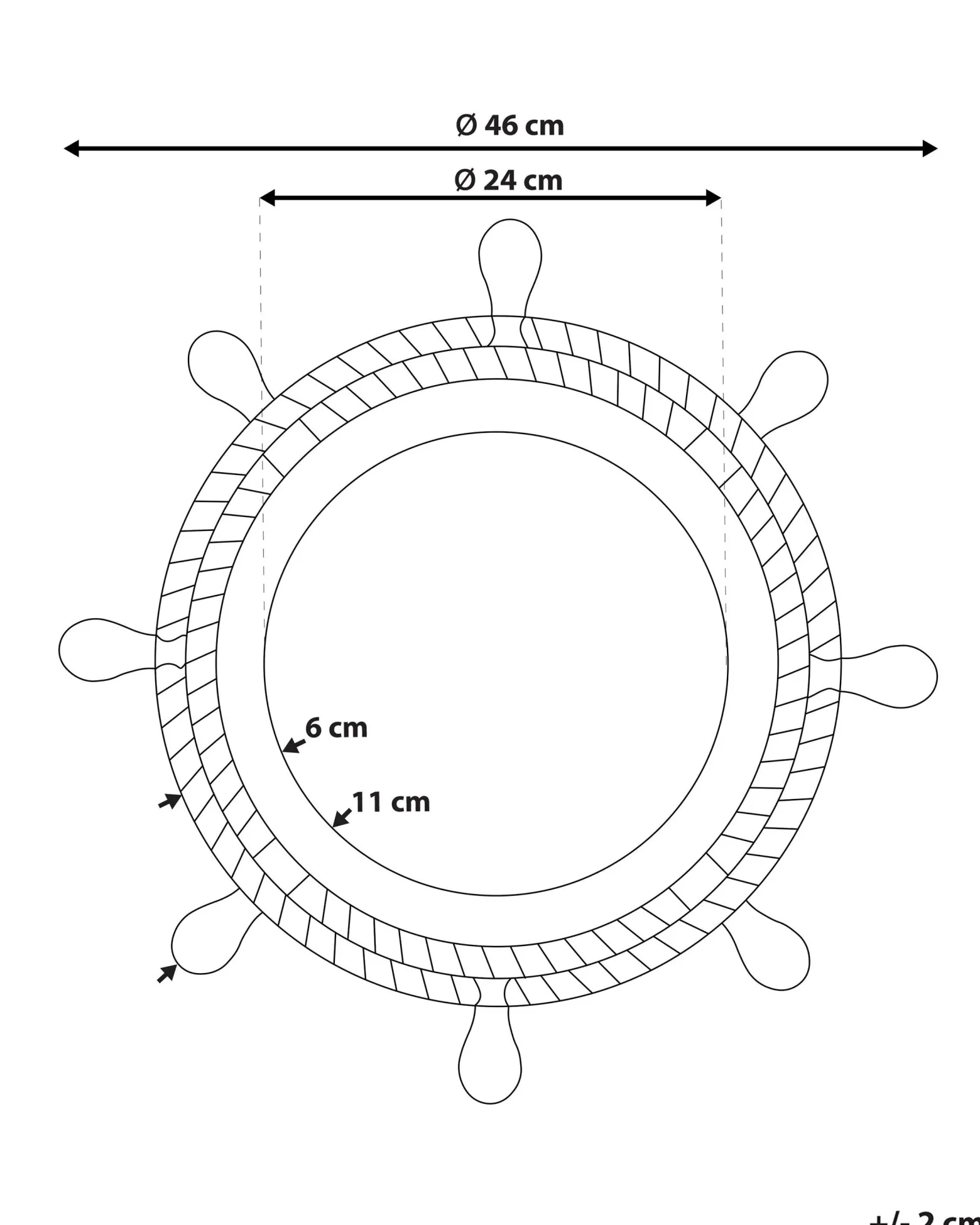 Lustro okrągłe wiszące ø 46 cm ciemnobrązowe